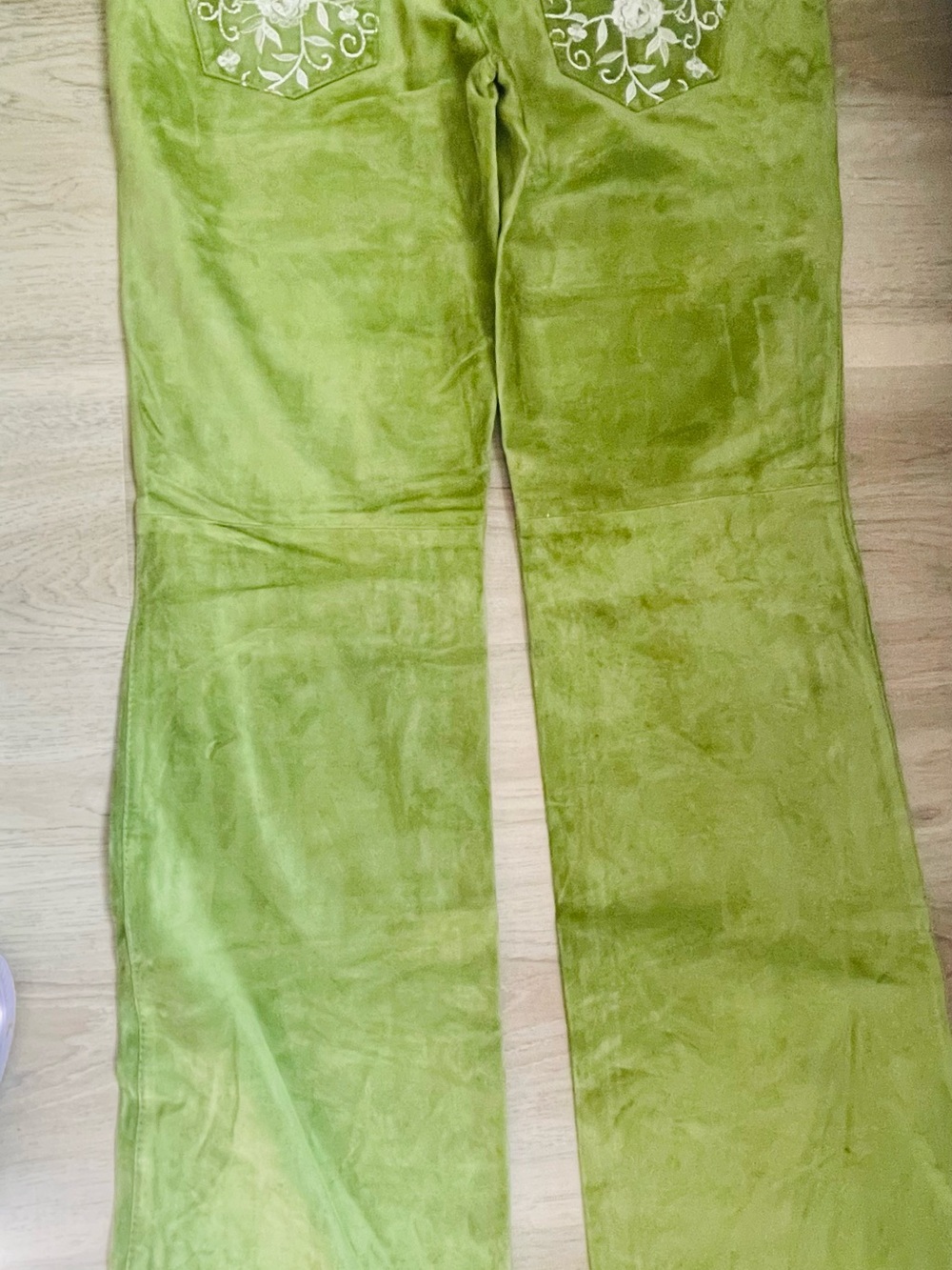 Donald J. Pliner Genuine Suede Leather Pants Lime Green Flare Org Price Is $600 - Picture 5 of 9